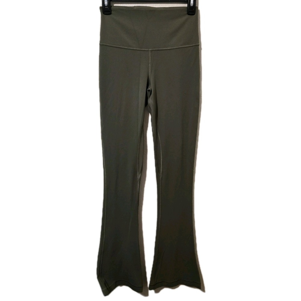 Lululemon Align High Rise Mini Flared Pants Grey Sage Green Size 6